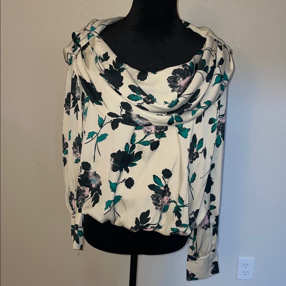 FREE PEOPLE 
Floral Cowl Neck Blouse